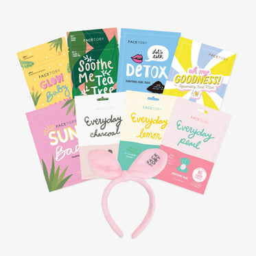 Skin Type Sheet Mask Collection with Bow Bunny Hairband (Value $30.45)